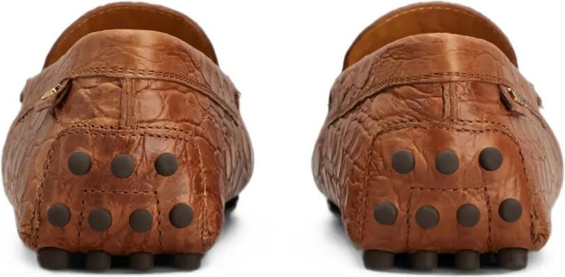 Tod's Gommino leren loafers met reptielreliëf Bruin - Foto 3