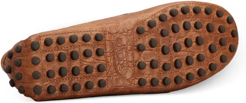 Tod's Gommino leren loafers met reptielreliëf Bruin - Foto 5