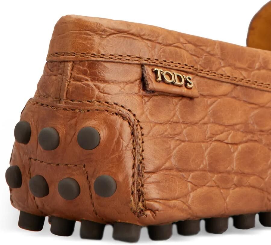 Tod's Gommino leren loafers met reptielreliëf Bruin - Foto 2