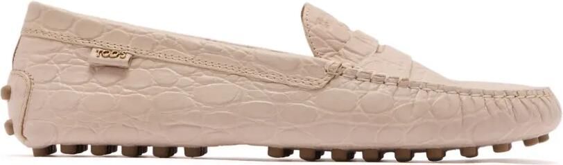 Tod's Gommino loafers met krokodillen-reliëf Beige