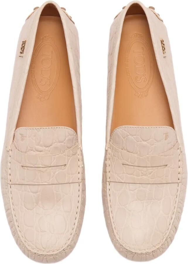 Tod's Gommino loafers met krokodillen-reliëf Beige - Foto 3