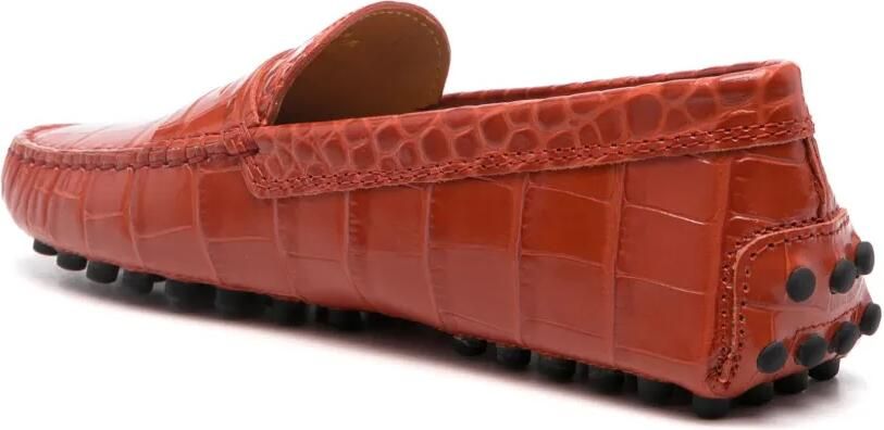 Tod's Gommino loafers met krokodillen-reliëf Oranje - Foto 3
