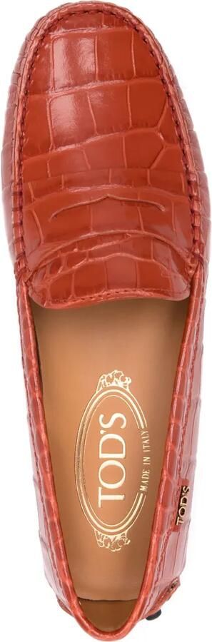 Tod's Gommino loafers met krokodillen-reliëf Oranje - Foto 2