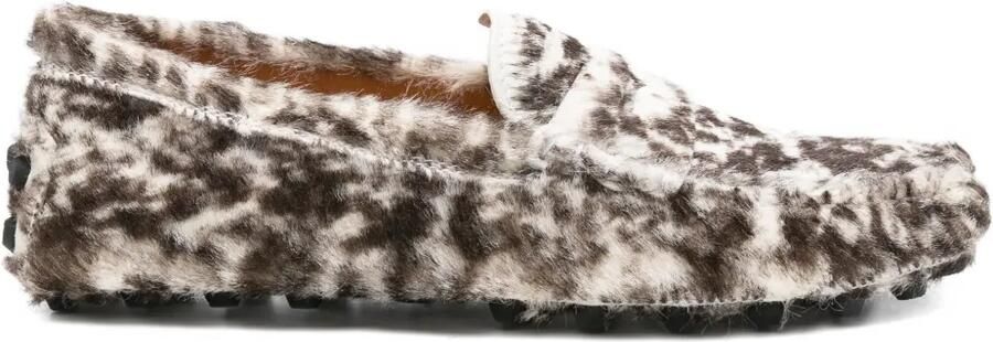 Tod's Gommino loafers met luipaardprint en ponyhaar Bruin