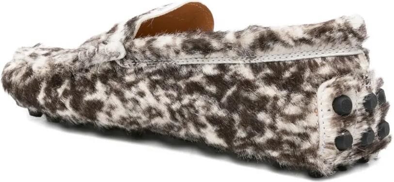 Tod's Gommino loafers met luipaardprint en ponyhaar Bruin - Foto 3