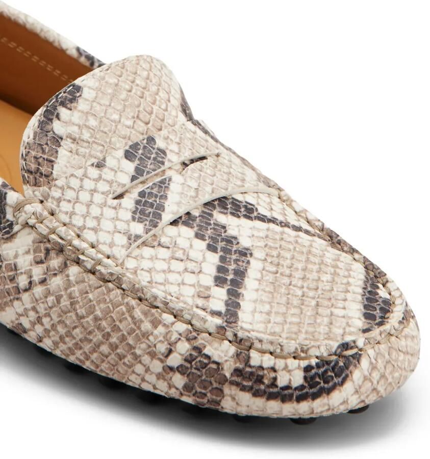 Tod's Gommino loafers met slangenleer-effect Beige