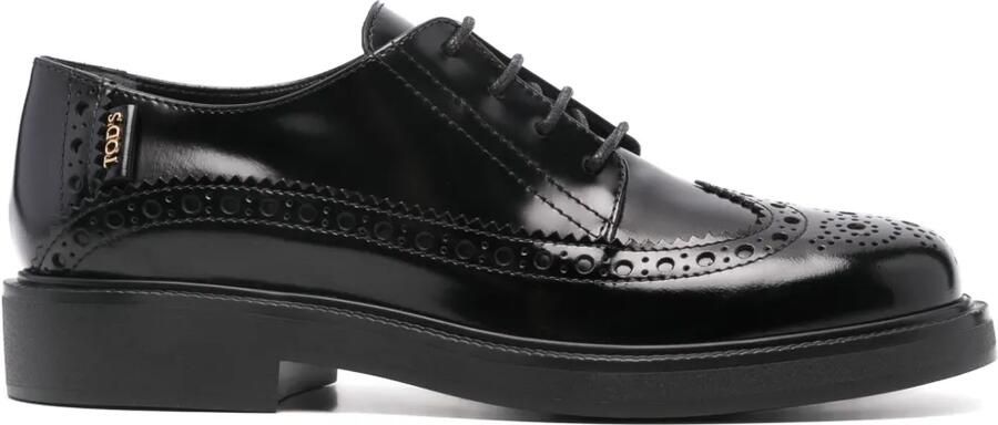 Tod's Leren brogues met logo label Zwart