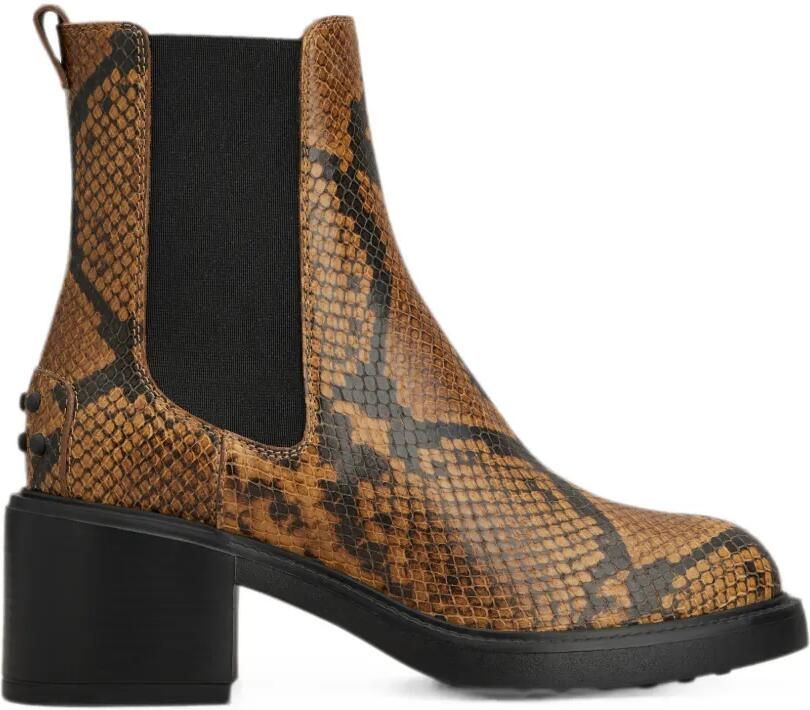 Tod's Leren enkellaarzen met slangen-effect Bruin