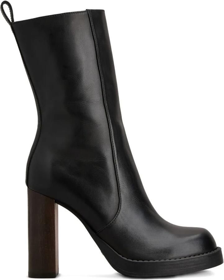 Tod's Leren laarzen met blokhak en ritssluiting Zwart