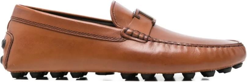 Tod's Leren loafers met logoplakkaat Bruin