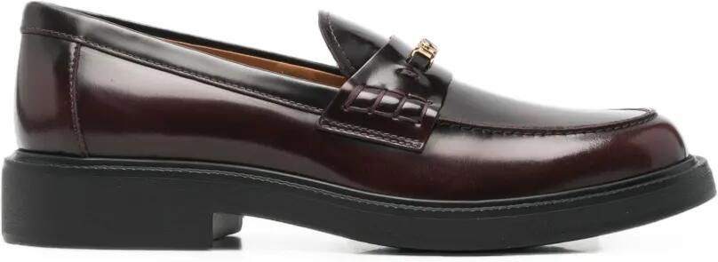 Tod's Leren loafers met logoplakkaat Bruin
