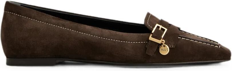 Tod's Loafers met contrasterend stiksel en gespdetail Bruin