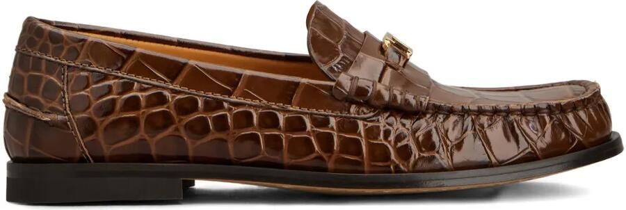 Tod's Oval-T loafers met leer-reliëf Bruin