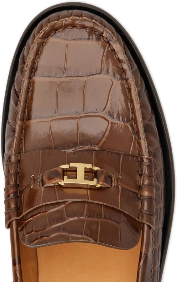 Tod's Oval-T loafers met leer-reliëf Bruin - Foto 2