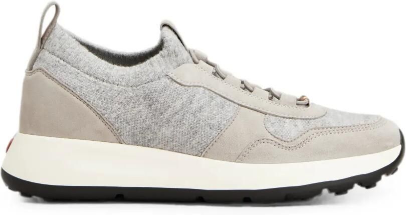 Tod's Red Dot gebreide suède sneakers Grijs
