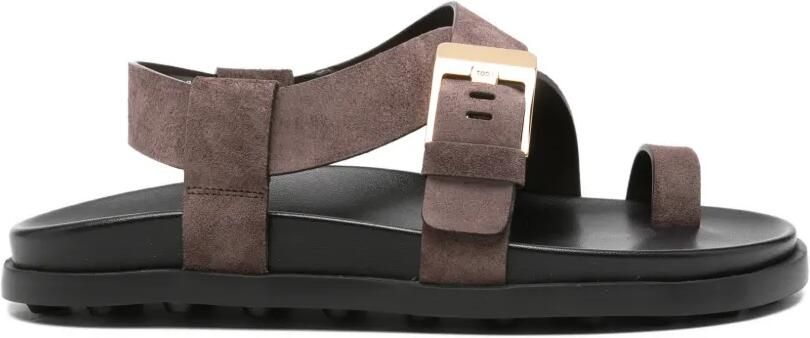 Tod's Sandalen met gespsluiting en teenbandje Bruin
