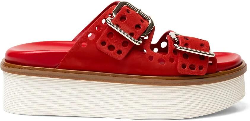 Tod's Sandalen met plateauzool en geperforeerde gesp Rood