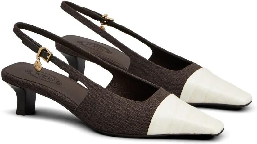 Tod's Slingback pumps met krokodillen-reliëf Bruin - Foto 3
