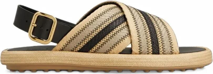 Tod's striped crossover-strap sandals Beige