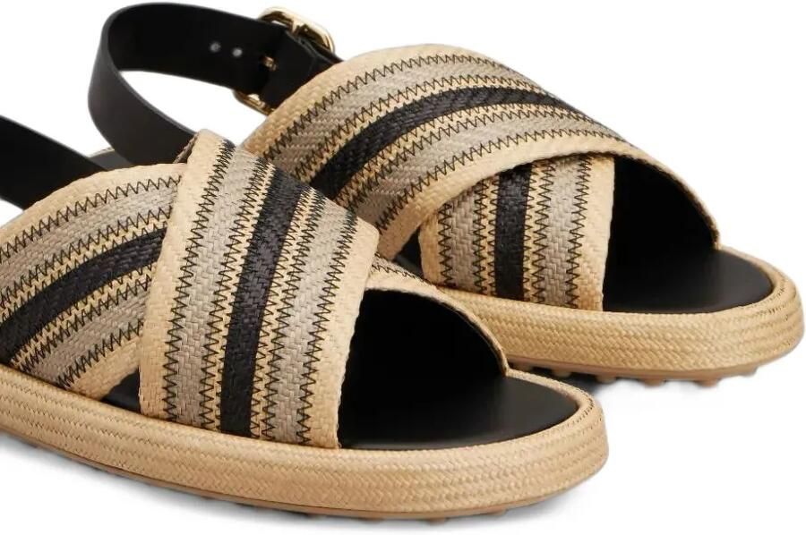 Tod's striped crossover-strap sandals Beige - Foto 3