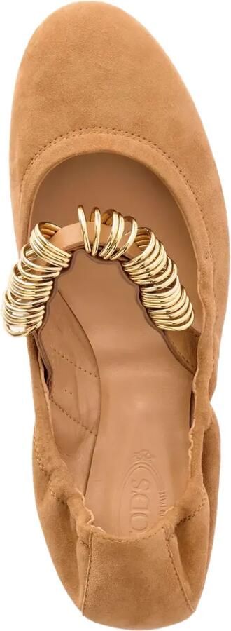 Tod's Suède ballerina's met gouden ring Bruin - Foto 3
