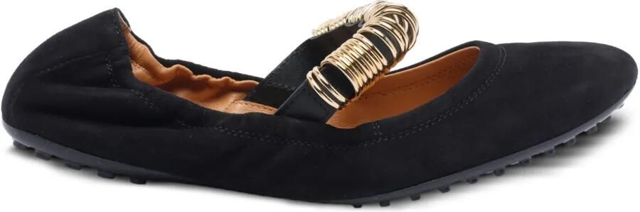 Tod's Suède ballerina's met ringdetail Zwart