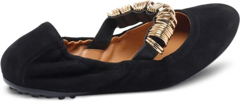 Tod's Suède ballerina's met ringdetail Zwart - Foto 3