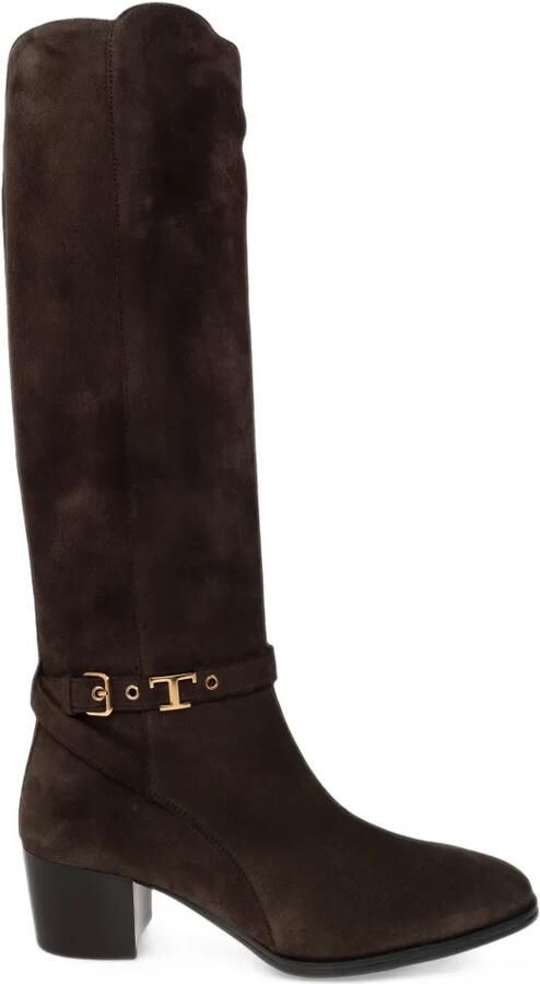Tod's suede buckle-detail knee-high boots Bruin