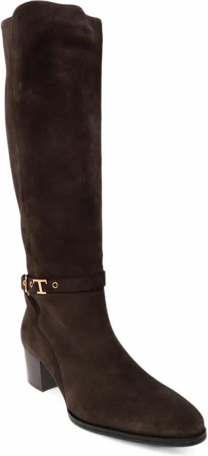 Tod's suede buckle-detail knee-high boots Bruin - Foto 3