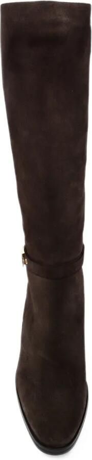 Tod's suede buckle-detail knee-high boots Bruin - Foto 5