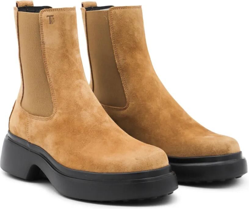 Tod's Suède chelsea laarzen met elastisch vlak Beige