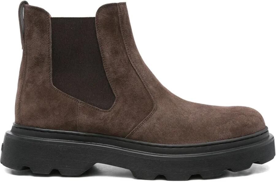 Tod's Suède laarzen met elastische vlakken Bruin