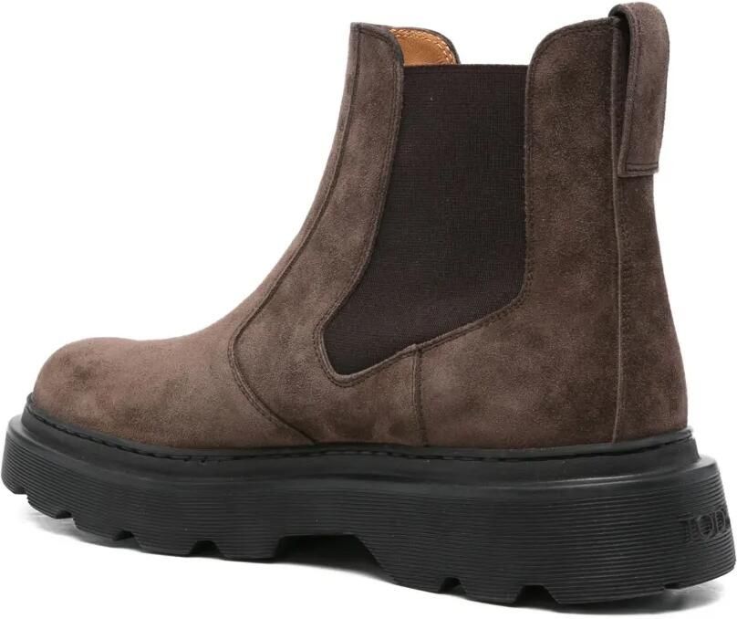 Tod's Suède laarzen met elastische vlakken Bruin - Foto 3