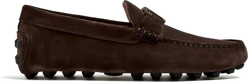 Tod's Suède loafers met T-gesp Bruin
