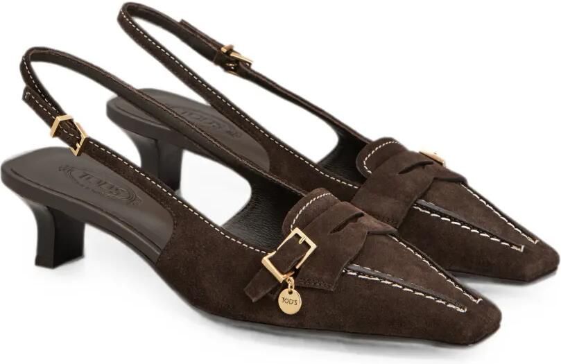 Tod's Suède slingback pumps Bruin - Foto 3