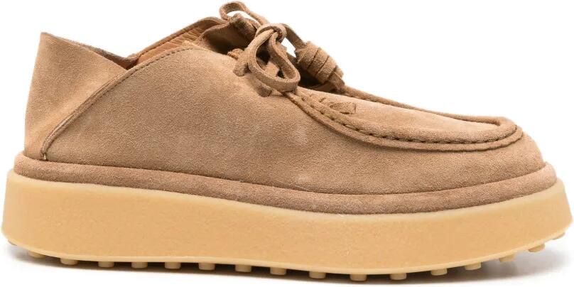 Tod's Suède veterschoenen met plateauzool Beige