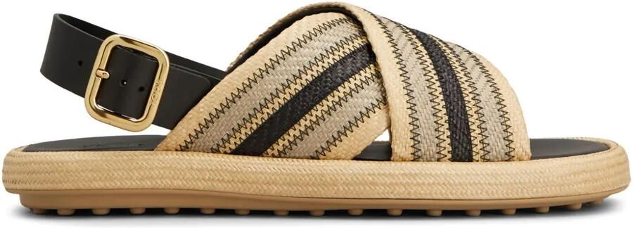 Tod's Tweekleurige geweven sandalen Beige