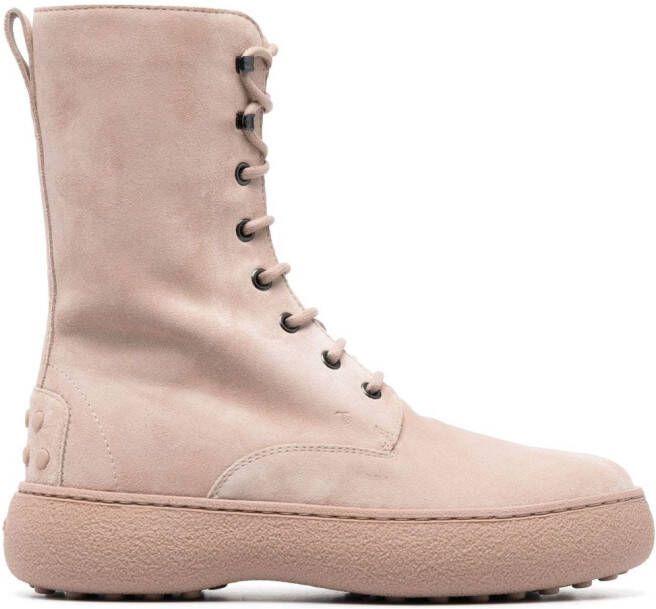 Tod's WG lace-up suede ankle boots Beige