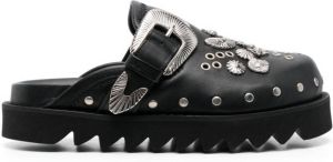 Toga Pulla buckle-detail leather mules Zwart