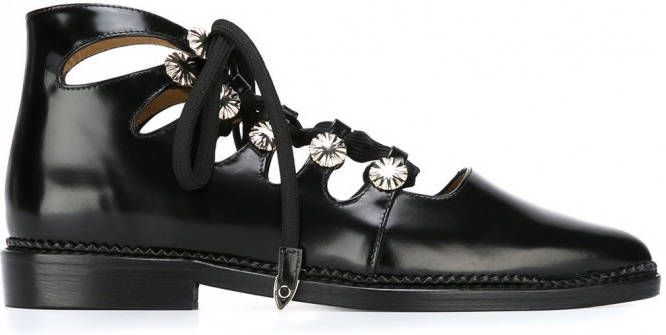 Toga Pulla cut-out lace-up ankle boots Zwart