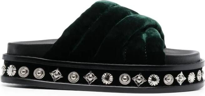 Toga Pulla Fluwelen slippers Groen