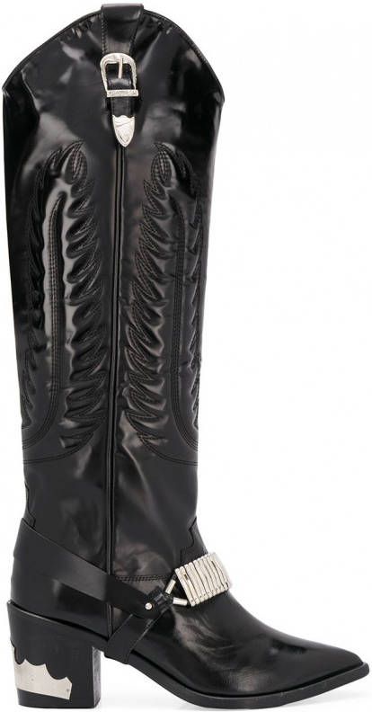 Toga Pulla Kniehoge cowboylaarzen Zwart