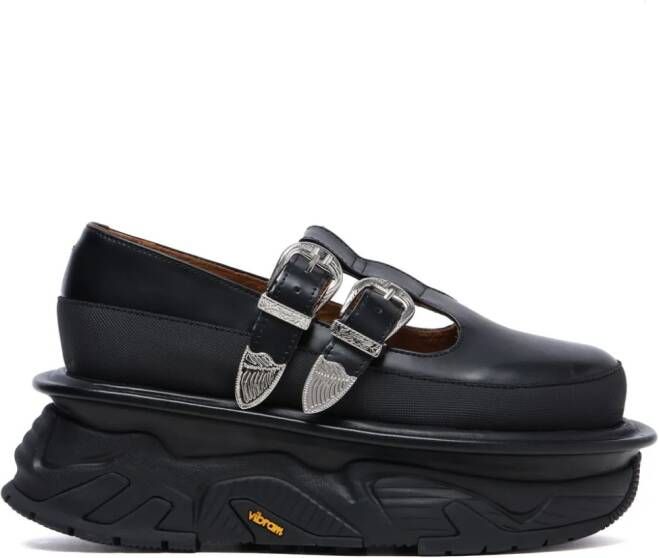 Toga Pulla Leren loafers met plateauzool Zwart