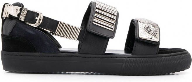 Toga Pulla Sandalen met reliëf bandjes Zwart