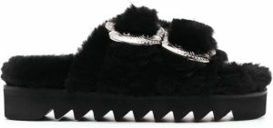 Toga Pulla Slippers met zilveren gesp Zwart
