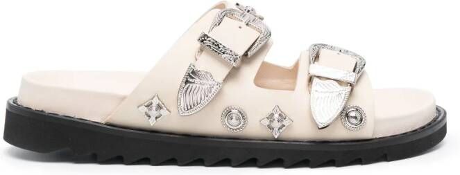 Toga Pulla Slippers verfraaid met studs Beige