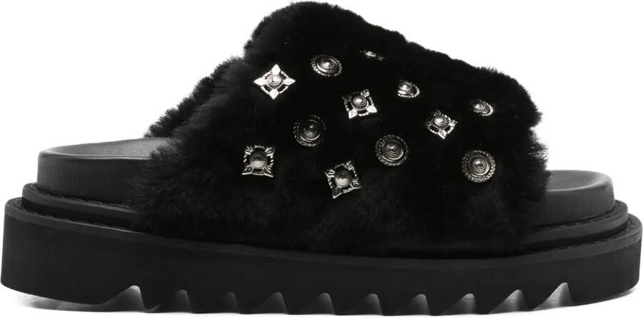 Toga Pulla 40 mm lammy sandalen met studs Zwart