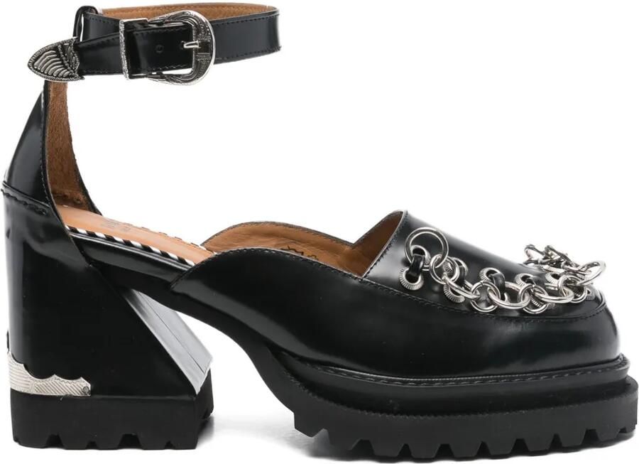 Toga Pulla 80 mm pumps met enkelbandje en kettingdetail Zwart
