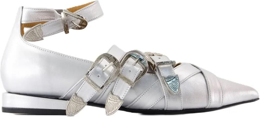 Toga Pulla Ballerina's met puntige neus en gesp Zilver