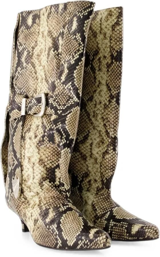 Toga Pulla Laarzen met slangen-effect en gesp Beige